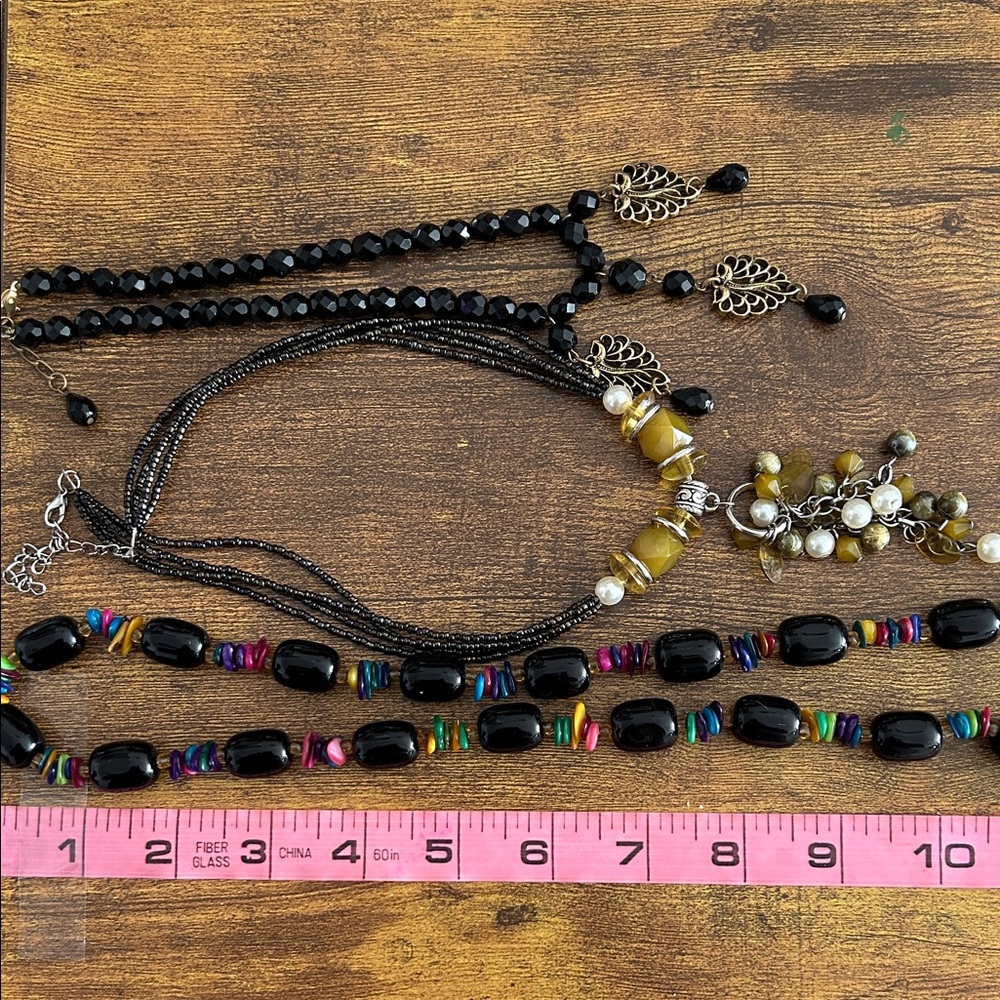Elegant Black and Gold Beaded Necklace Set